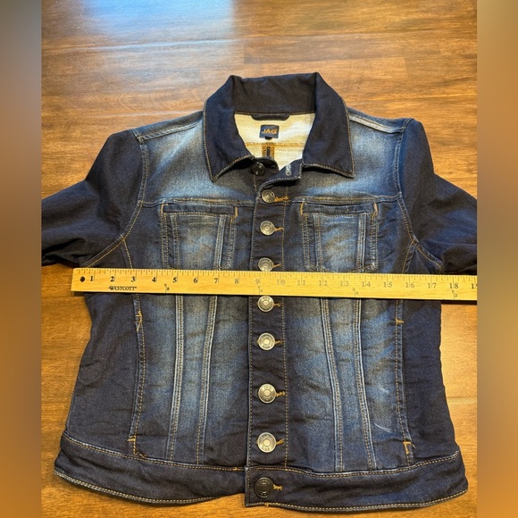 JAG Jean Jacket Women’s SZ S Dark Denim Button Front Closure Pockets Collared - Picture 9 of 11